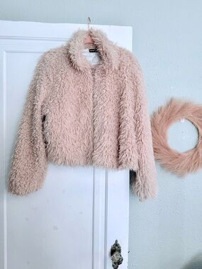 SHEIN Beige Faux Fur Jacket